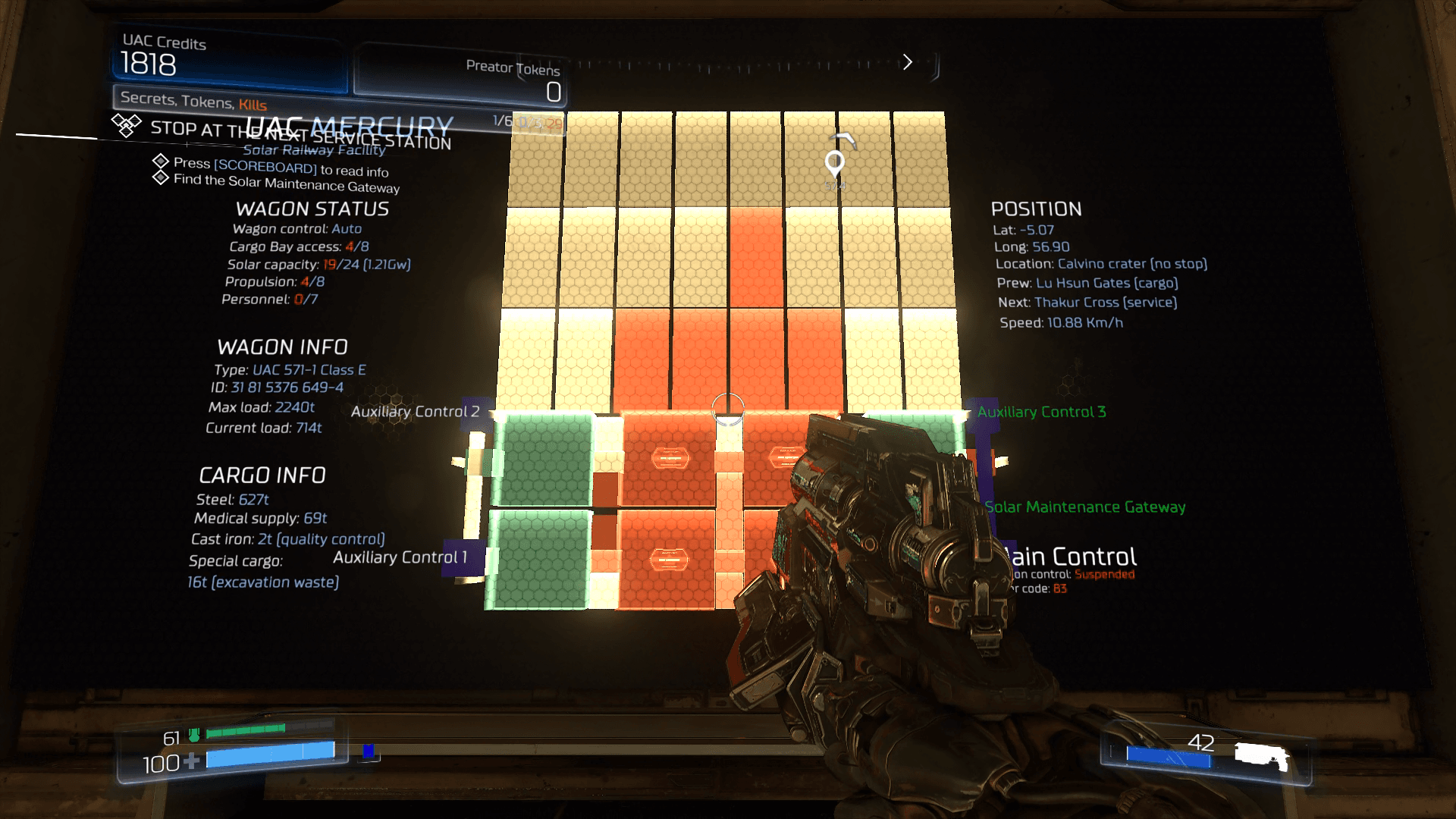 Central display with useful information